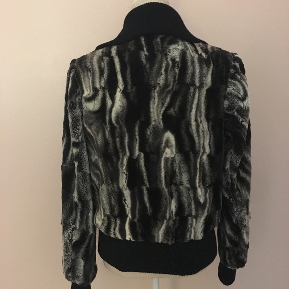 Via Spiga Marble Faux Fur Isabetta  Bomber Jacket - Picture 9 of 11